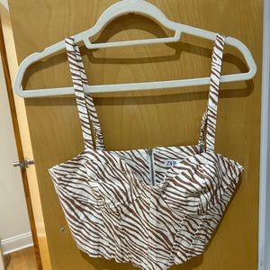 Zara zebra printed crop top. Excellent condition size M